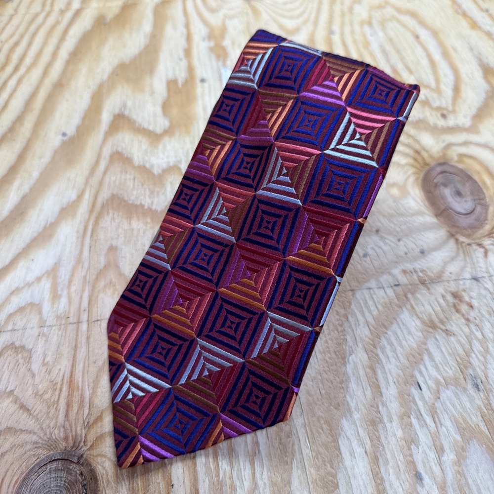 Altea Milano Neck Tie‎ Multicolor 100% Silk Handmade In Italy Abstract Classic